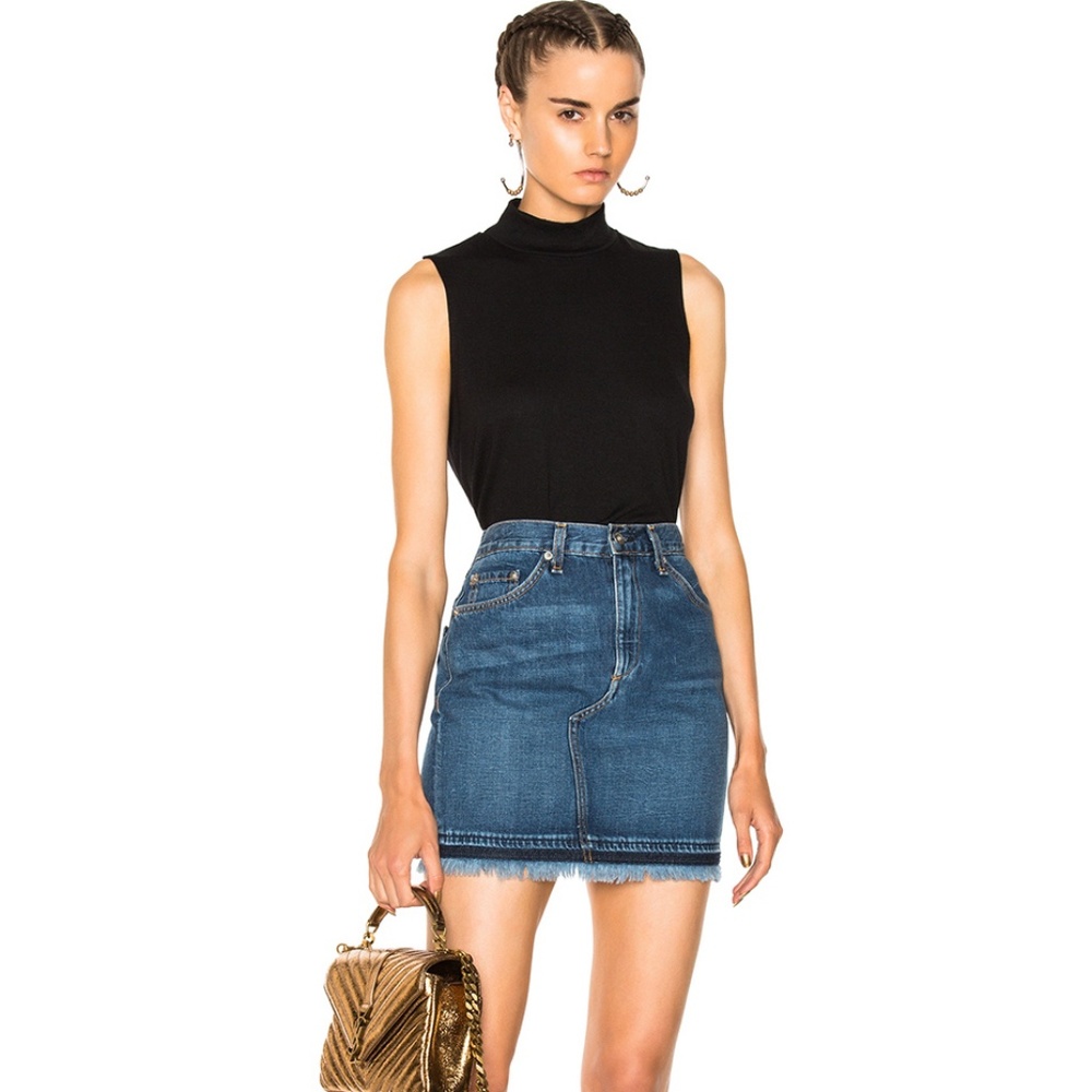 Rag & Bone Dive Mini Skirt W/ Fringed Hem.